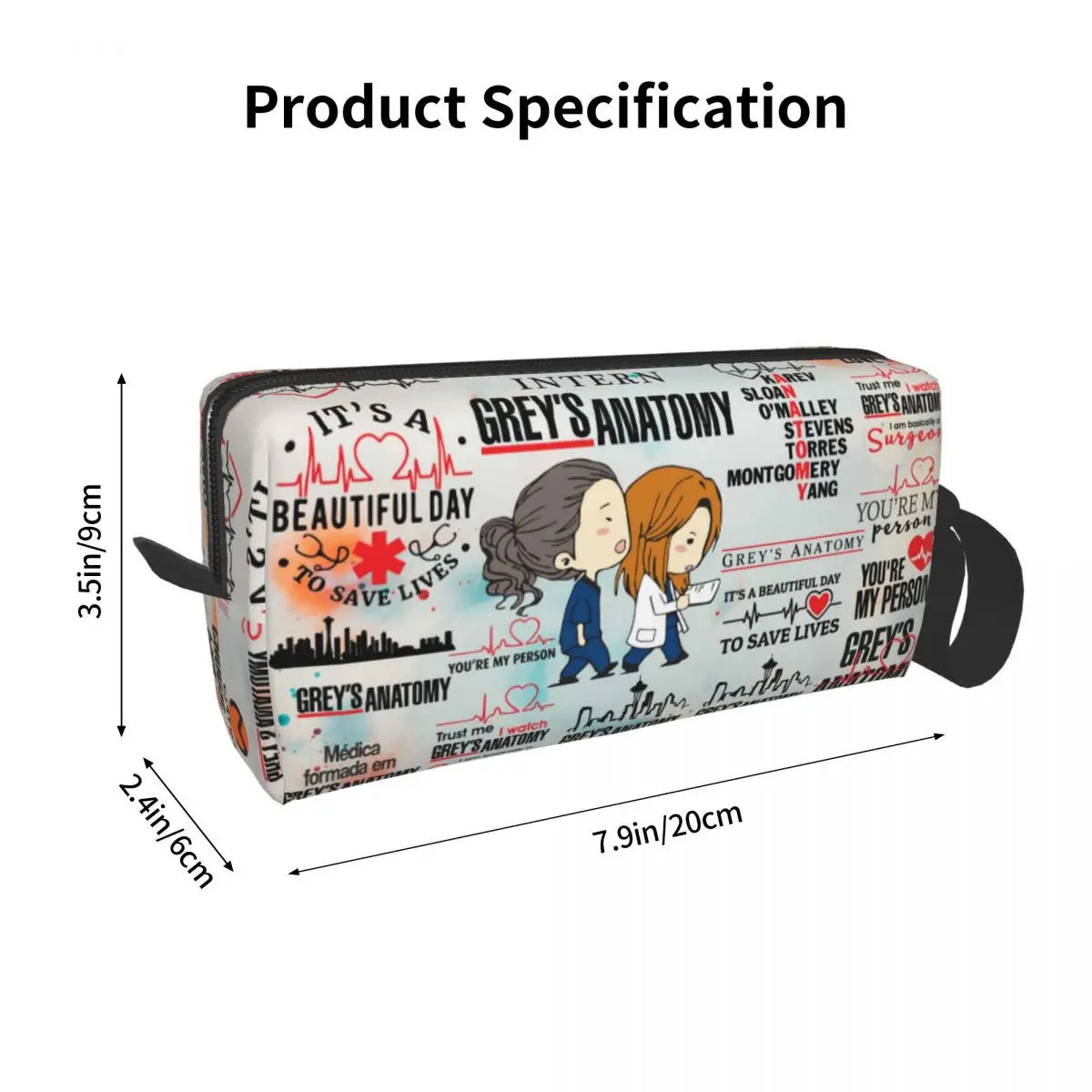 Trousse de Toilette Kawaii Grey's Anatomy – Organisateur de Maquillage et Beauté