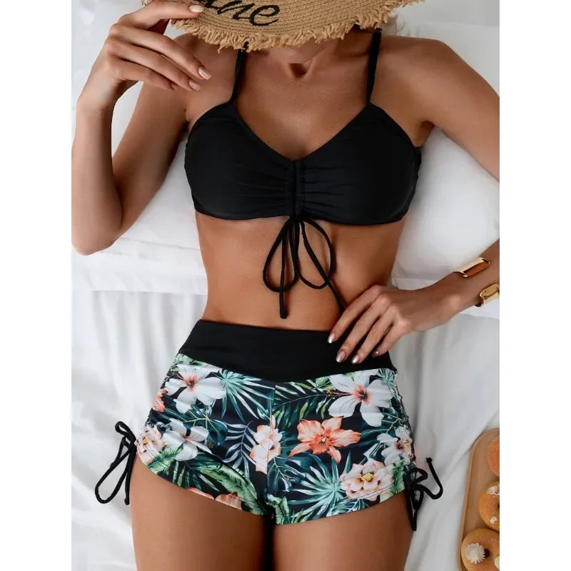 Maillot de Bain Femme 2 Pièces – Haut Halter & Taille Haute