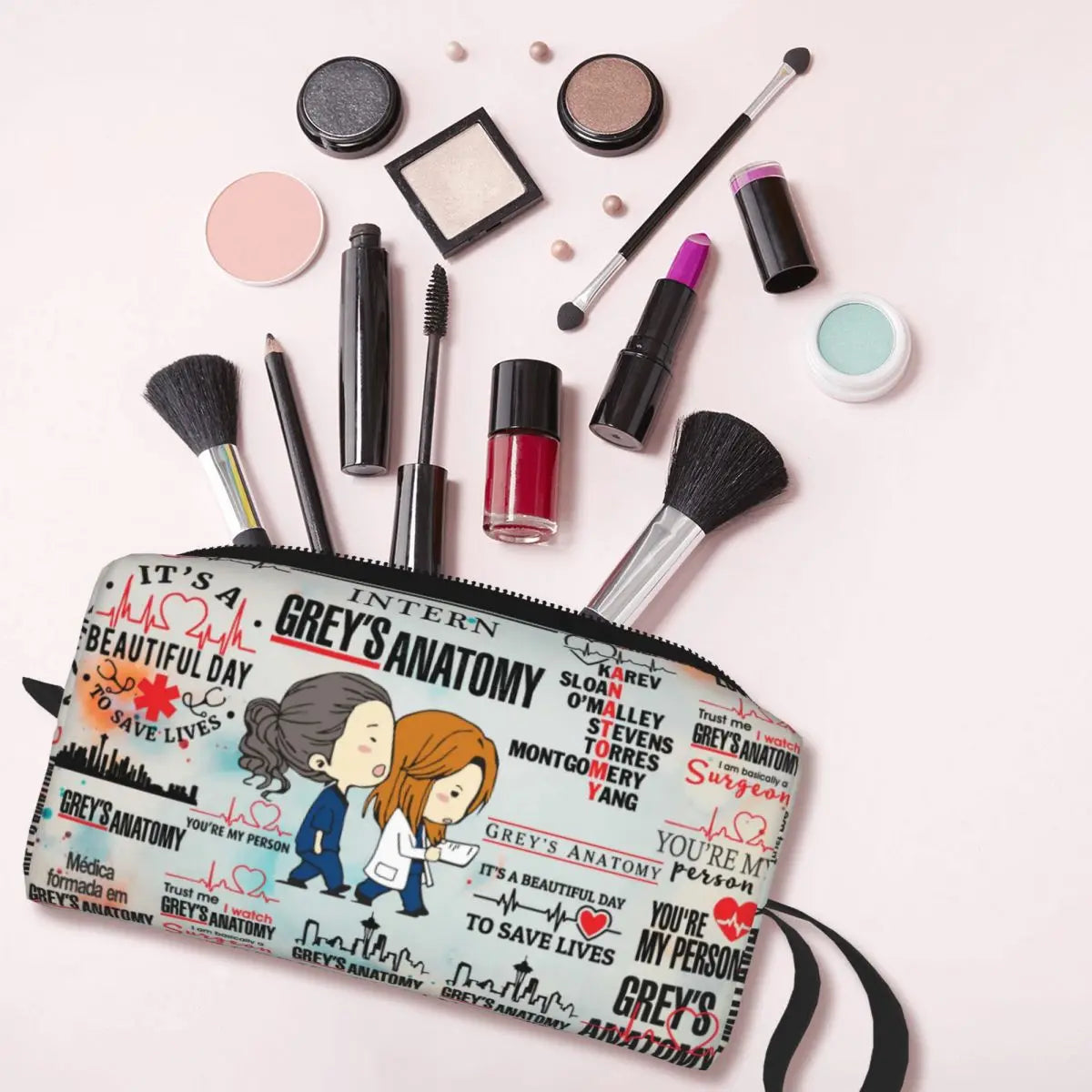 Trousse de Toilette Kawaii Grey's Anatomy – Organisateur de Maquillage et Beauté
