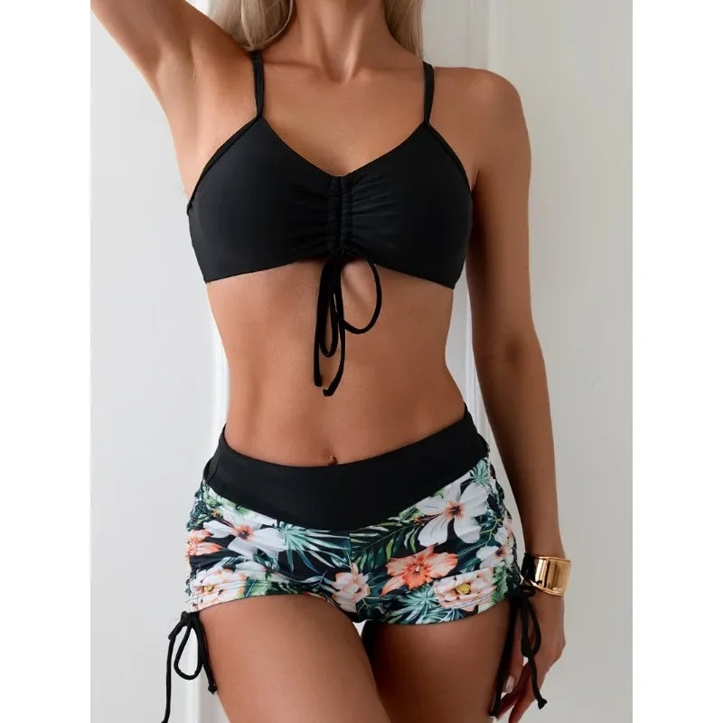 Maillot de Bain Femme 2 Pièces – Haut Halter & Taille Haute