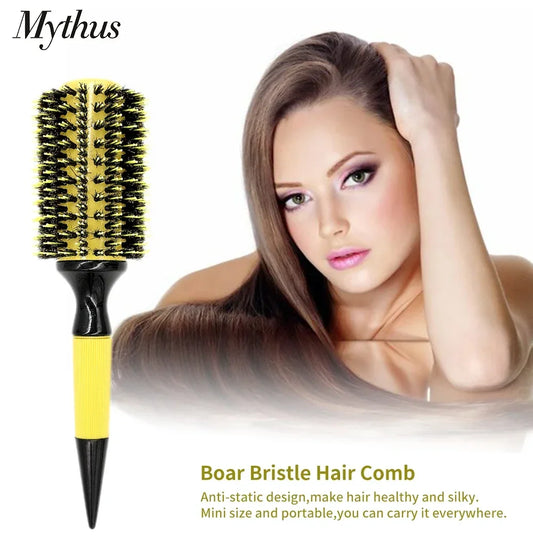 Brosse Ronde Professionnelle en Bois – Poils de Sanglier & Nylon